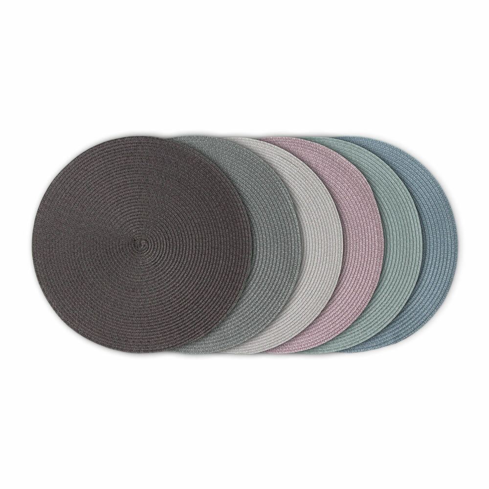 Continenta Tischset Rund, Platzset, Platzdecke, Platzmatte, Untersetzer, Kunststoff, Ø 38 cm, Anthrazit, 6620