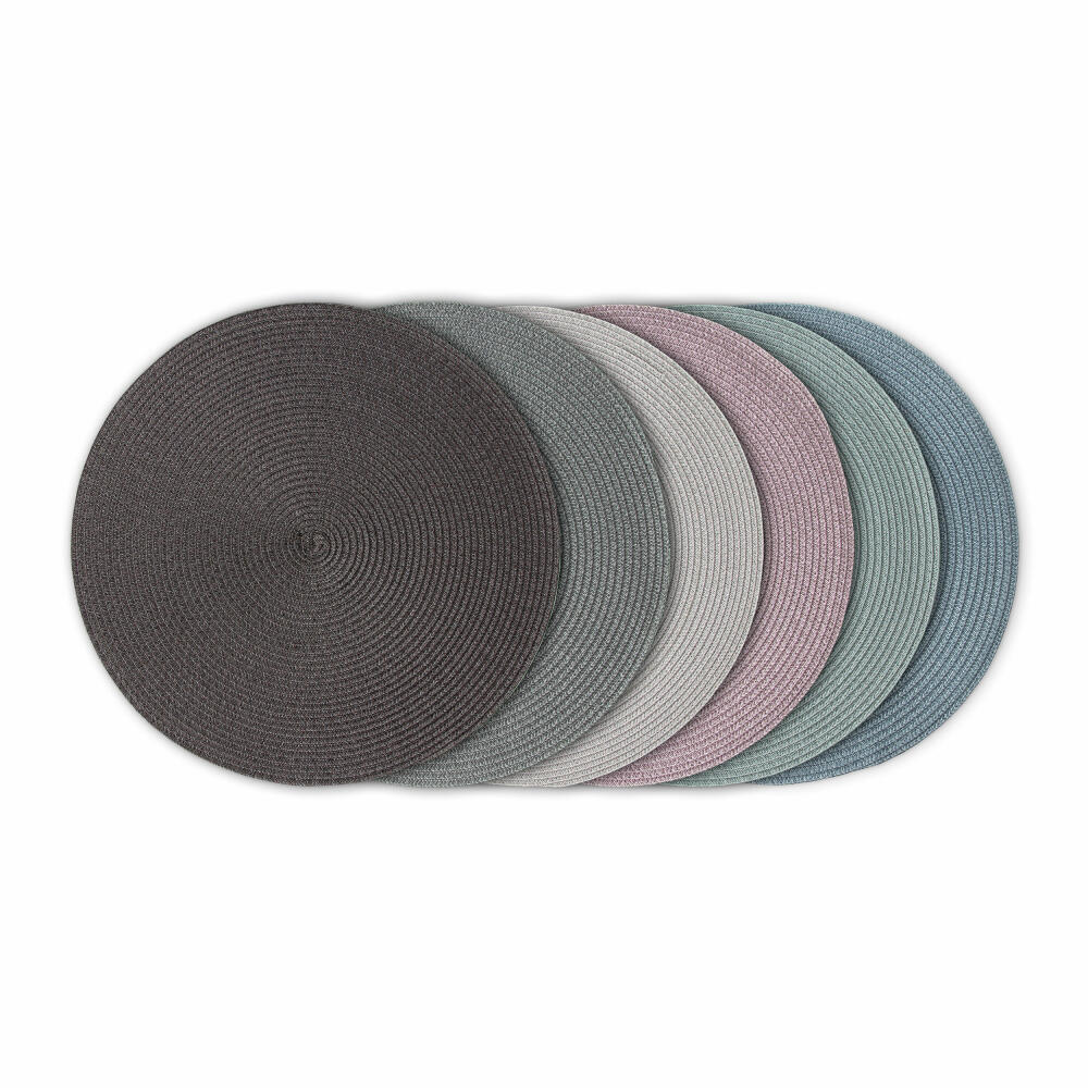 Continenta Tischset Rund, Platzset, Platzdecke, Platzmatte, Untersetzer, Kunststoff, Ø 38 cm, Dunkelgrau, 6621
