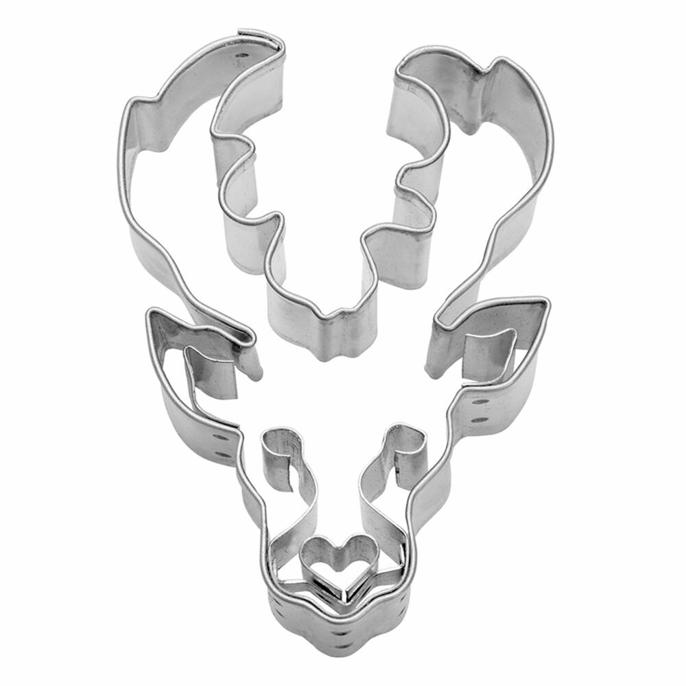 Städter embossed cookie cutter deer head, cookie cutter, cookie mold, biscuit, cookies, stainless steel, 6 cm, 076297