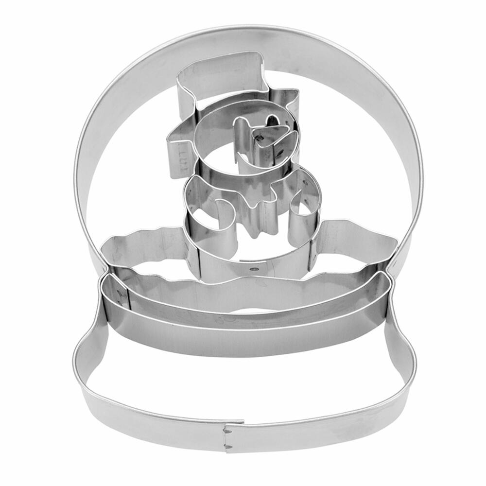 Städter Präge-Ausstecher Schneemann Glaskugel, Ausstechform, Plätzchenform, Keks, Plätzchen, Edelstahl, 8 cm, 095151