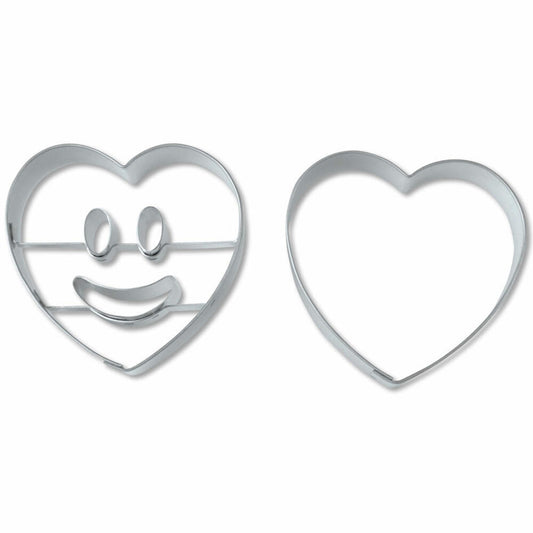 Städter embossed cookie cutter laughing heart set, 2-piece, cookie cutter, cookie mold, biscuit, cookies, stainless steel, 5.5 cm, 169135