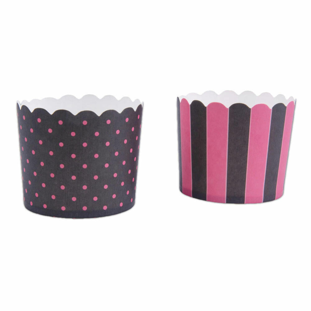 Städter Cupcake-Backform Schwarz-Rosa Maxi, 12 Stück, Papierförmchen, Backförmchen, Papierbackförmchen, Papier, 337138