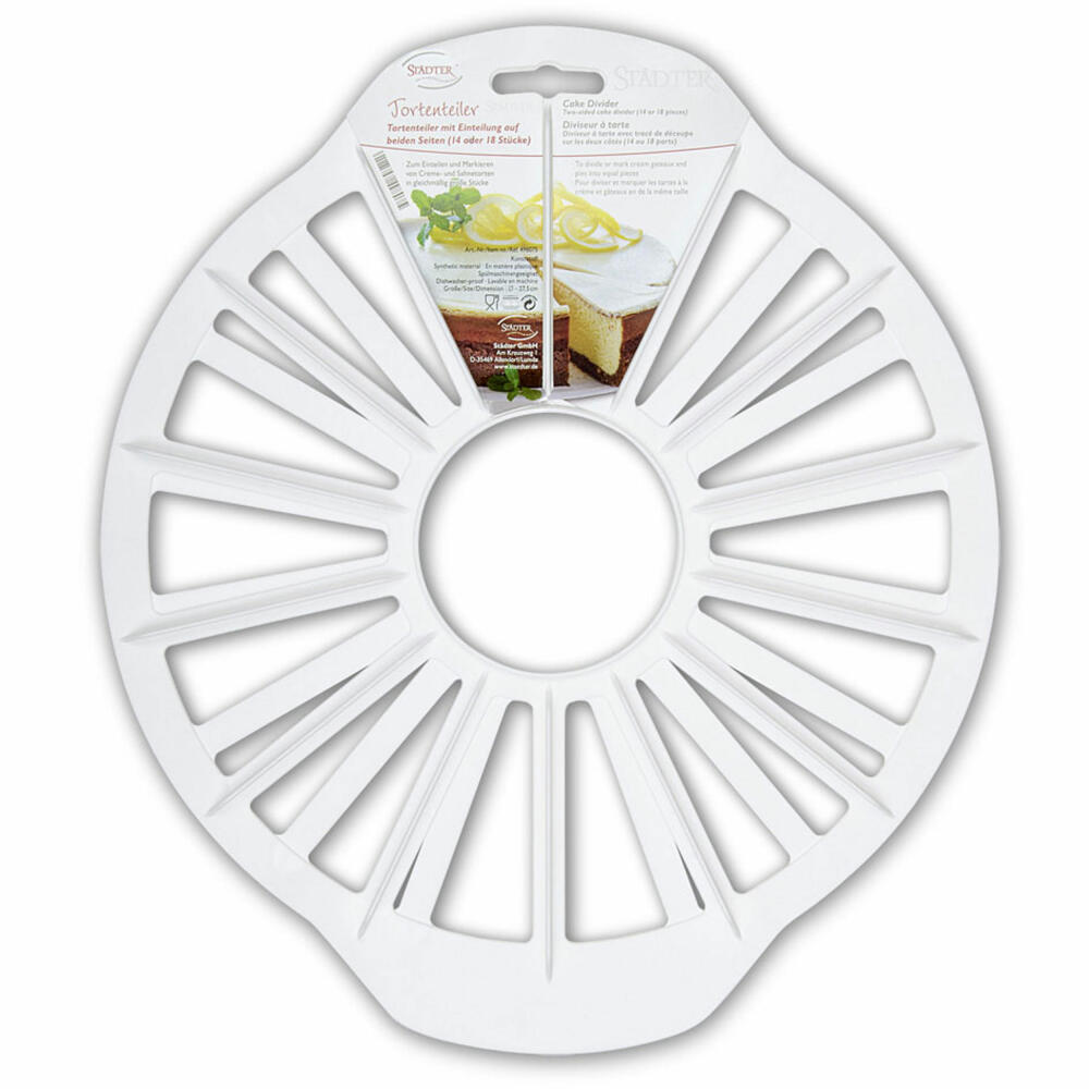 Städter cake divider, for 14 or 18 pieces, cake divider, cake rack, cake divider, plastic, Ø 27.5 cm, 498075