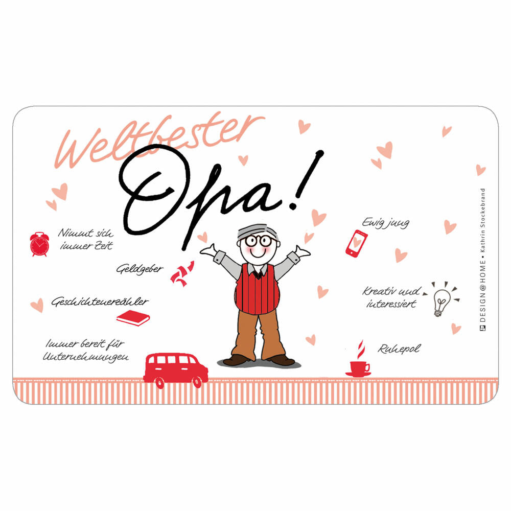 PPD Tray World's Best Grandpa, Breakfast Board, Board, Breakfast, Resopal, 14.3 x 23.3 cm, 661235