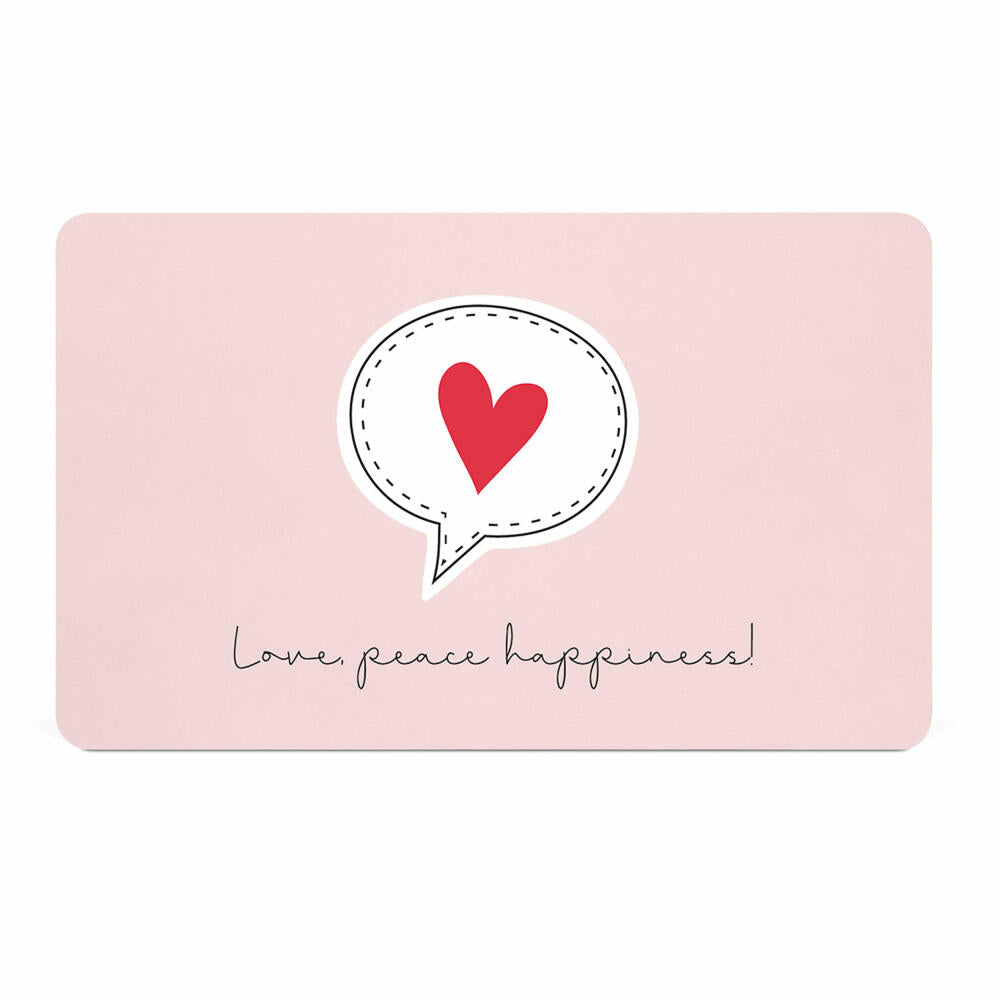 PPD Love, peace, happiness D@H Tray, breakfast board, board, breakfast, Resopal, white / black, 14.3 x 23.3 cm, 586002072