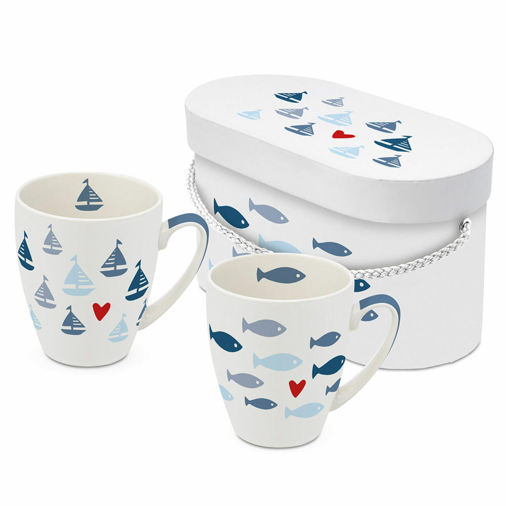 PPD Seaside x 2 Mug Set, 2er Set, Henkelbecher, Kaffeebecher, Becher, Tasse, in Geschenkbox, New Bone China, 350 ml, 160102703
