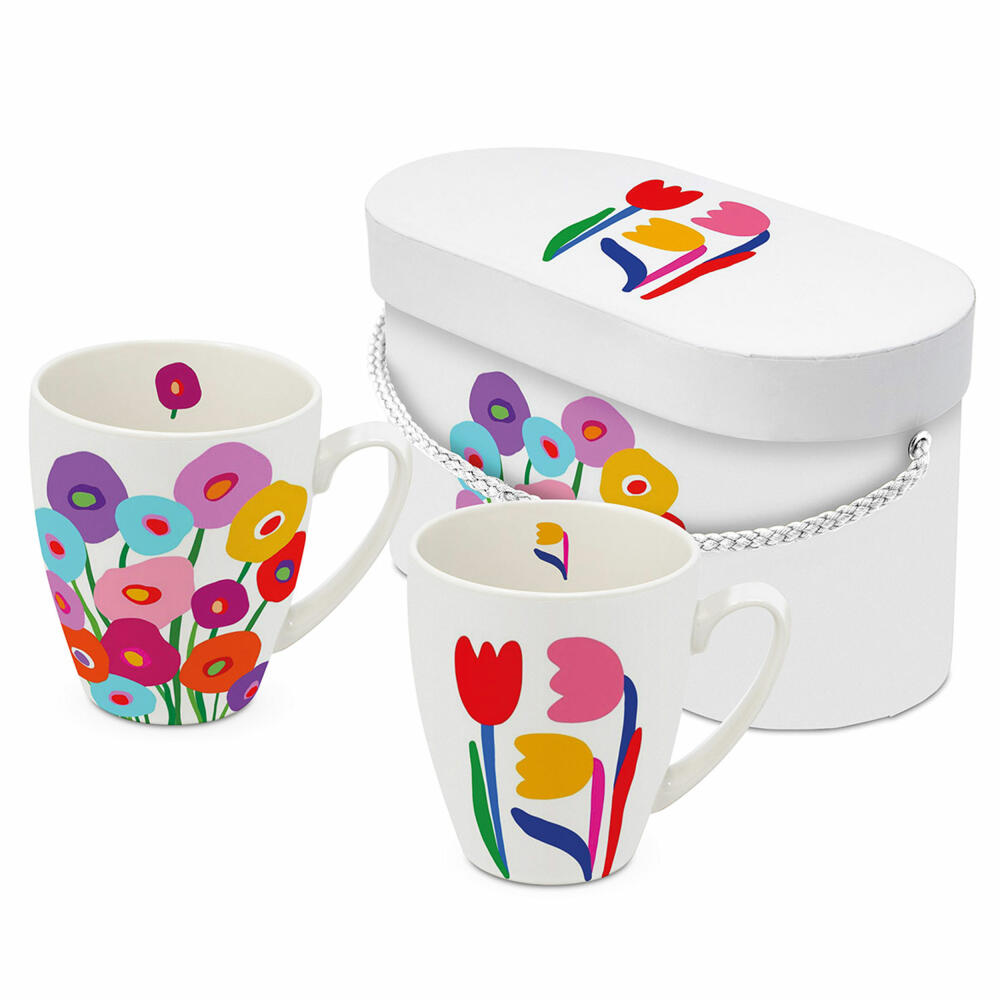 PPD Super Bloom x 2 Mug Set, 2er Set, Henkelbecher, Kaffeebecher, Becher, Tasse, in Geschenkbox, New Bone China, 350 ml, 160102701