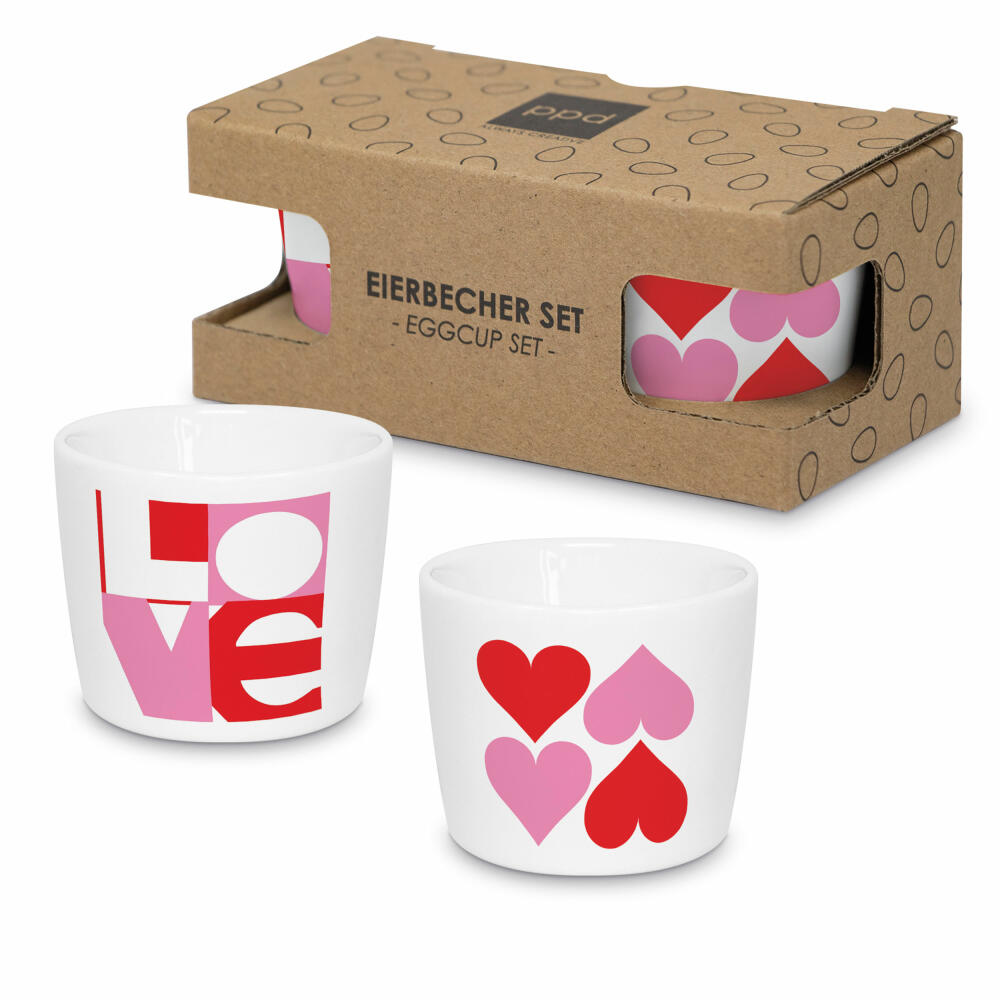 PPD Love & Hearts Graphic Egg Cup Set, 2-tlg., Eierbecher, Eierhalter, New Bone China, 162403075