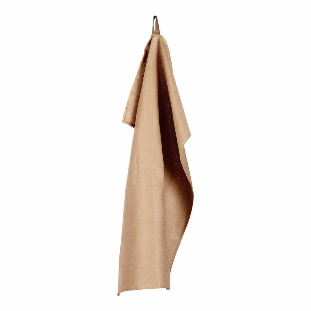 ASA Selection kitchen tea towel, dish towel, kitchen towel, half linen, 70 x 50 cm, caramel / brown, 37821065