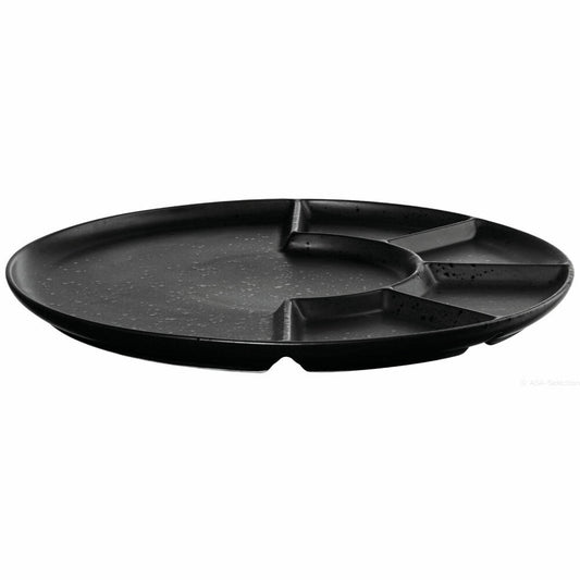 ASA Selection coppa kuro aperitif plate, dinner plate, aperitif plate, fondue, porcelain, matt black, Ø 24.2 cm, 19200190