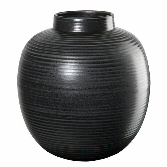 ASA Selection Japandi vase, table vase, decorative vase, flower vase, stoneware, black, H 22 cm, 73003174