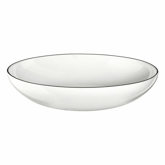 ASA Selection Ligne Noire Pasta / Soup Plate, Black Line, Fine Bone China, Warm White, Ø 22 cm, 1904113