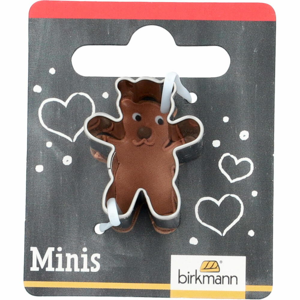 Birkmann Mini-Ausstechform Teddy, Ausstecher, Plätzchenform, Keks, Plätzchen, Edelstahl, 2.7 cm, 152588