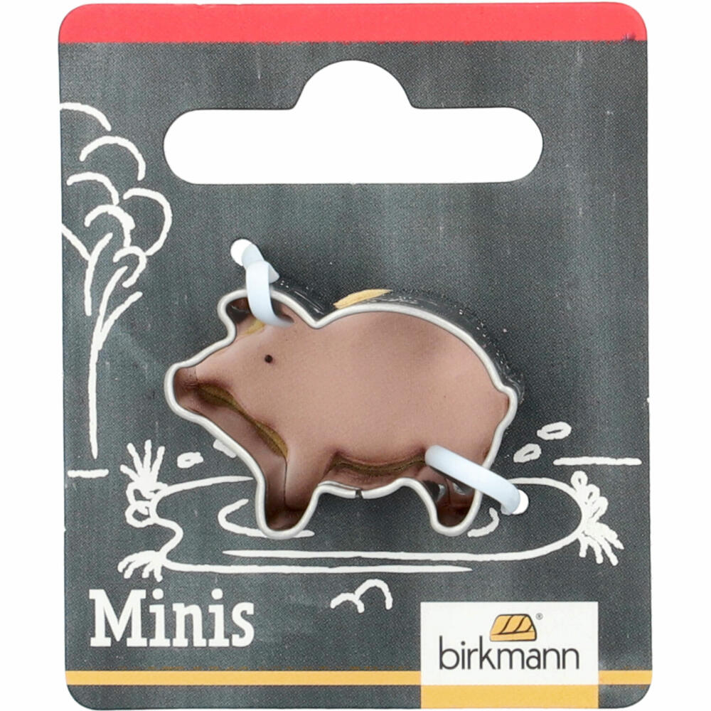 Birkmann Mini-Ausstechform Schwein, Ausstecher, Plätzchenform, Keks, Plätzchen, Edelstahl, 2.8 cm, 152755