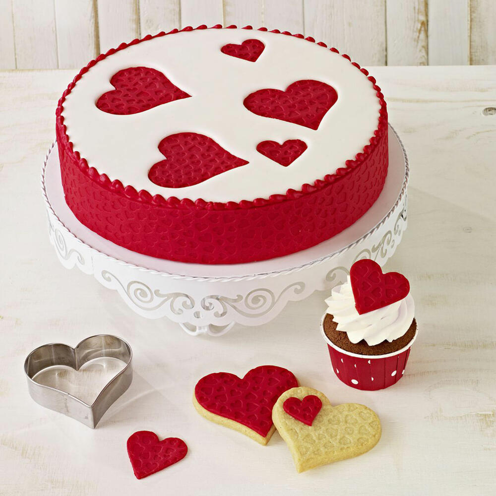 Birkmann Prägematte Lovely Hearts, Kuchenform, Backform, Backzubehör, Silikon, 50 cm, 254084