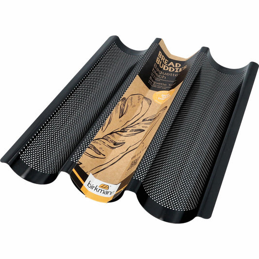 Birkmann Bread Buddies Baguetteblech, Baguette Backblech, Brotbackform, Karbonstahl, 38.5 x 28 cm, 331006