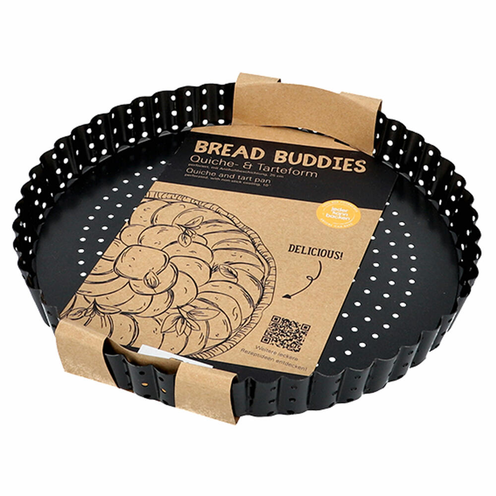Birkmann Bread Buddies Quiche & Tart Pan, Baking Pan, Quiche Pan, Perforated, Carbon Steel, Ø 25 cm, 331105