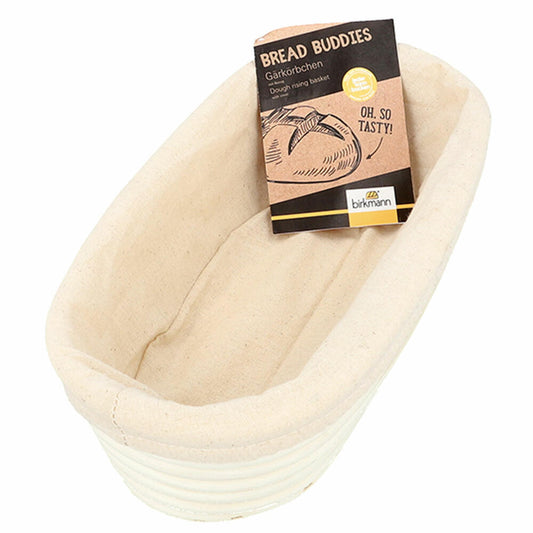 Birkmann Bread Buddies Gärkörbchen Länglich, Gärkorb, Peddigrohr / Baumwolle, 30 x 14 cm, 331334