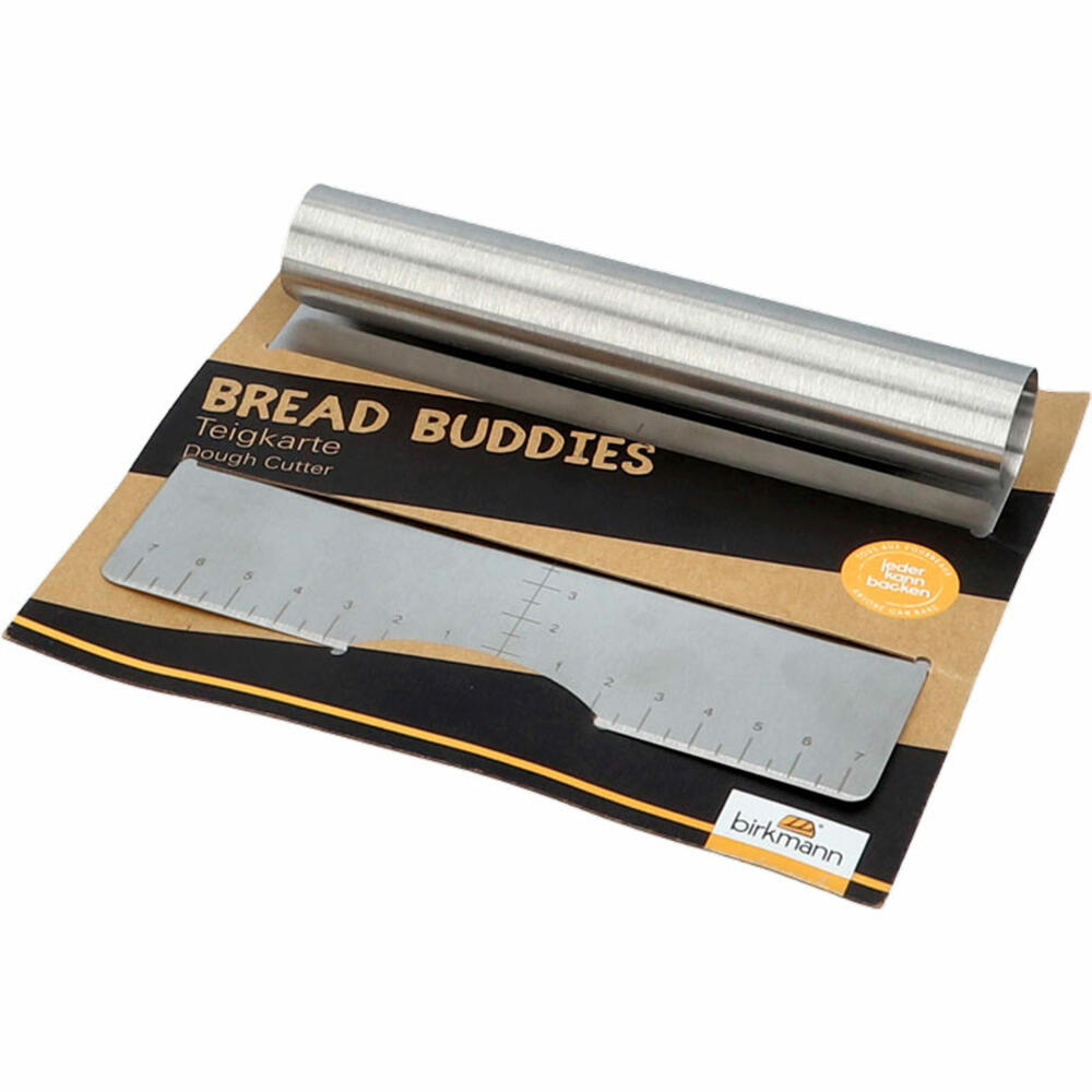 Birkmann Bread Buddies Teigkarte, Teigspachtel, Teigschaber, Teigschneider, mit Skalierung, Edelstahl, 15 x 12 cm, 331426