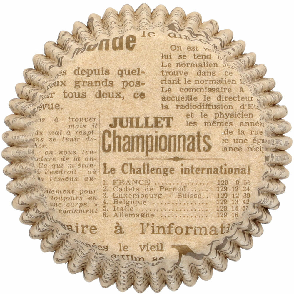 Birkmann Kraftpapierbackförmchen Zeitung, 75 Stück, Muffinbackförmchen, Papierbackförmchen, Papier, Ø 7 cm, 444966