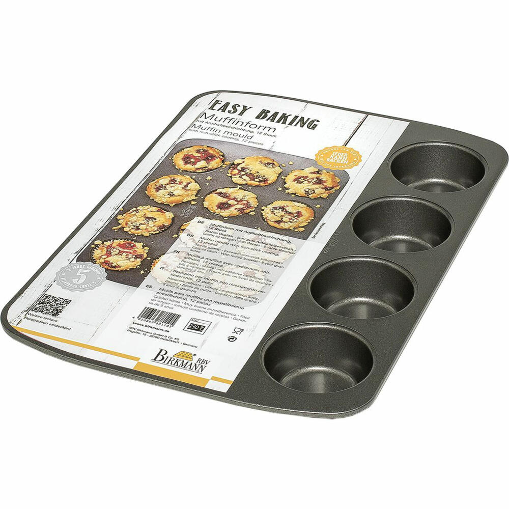 Birkmann Easy Baking Muffinform, Muffin Form, Kuchenform, Tortenform, Anithaft, 37 cm, 881105