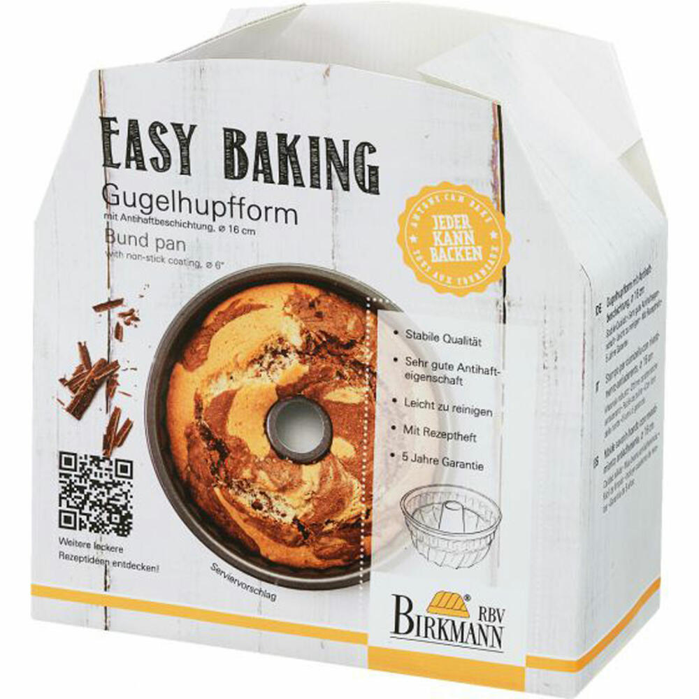 Birkmann Easy Baking Gugelhupf, Gugelhupfform, Kuchenform, Tortenform, Anithaft, 16 cm, 881136