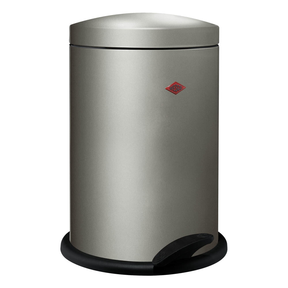 Wesco pedal bin Base Softer 116, bathroom waste bin, trash can, sheet steel, nickel silver, 13 L, 116212-03