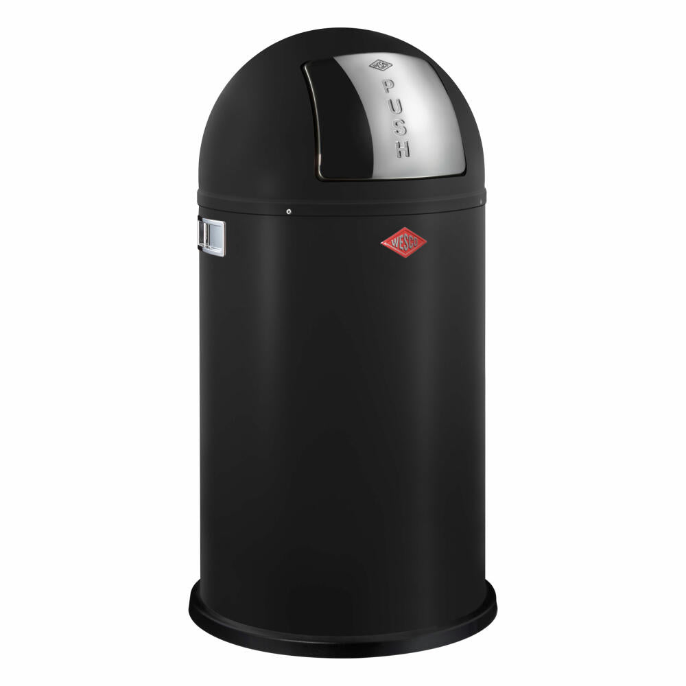 Wesco Abfallsammler Pushboy, Mülleimer, Abfalleimer, Stahlblech, Schwarz matt, 50 L, 175831-73