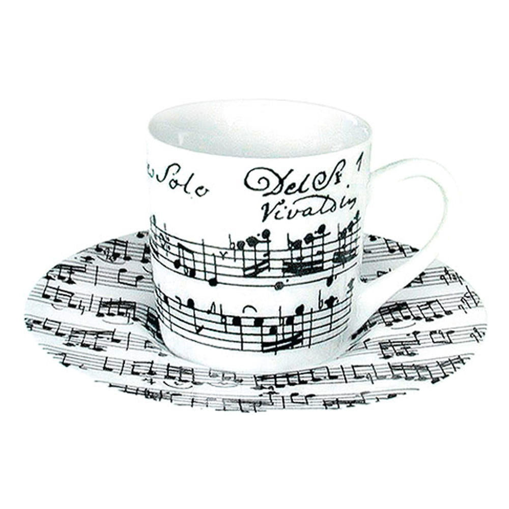 Könitz Vivaldi Libretto White Espresso Set, 2-piece, Espresso Cup, Mug, Porcelain, 85 ml, 11 5 053 1890
