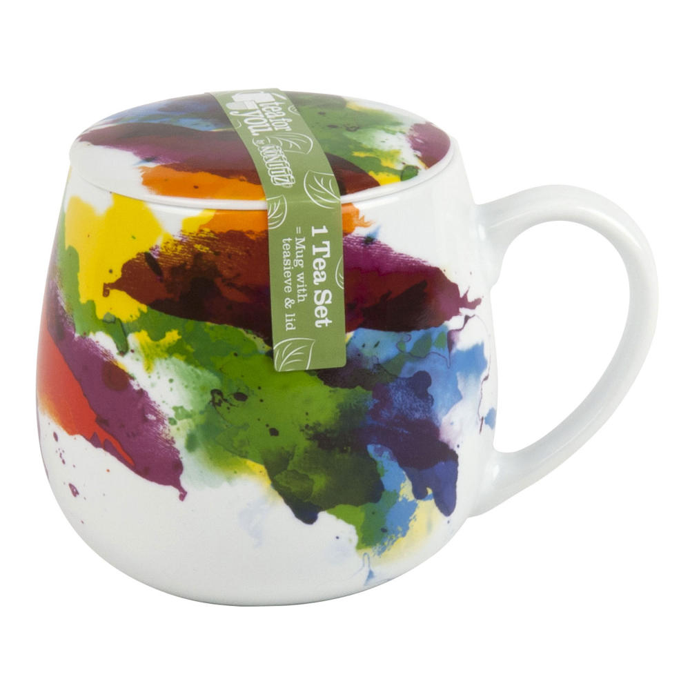 Könitz On Colour Flow mug, cup, tea cup, with strainer and lid, porcelain, 420 ml, 11 5 143 1694