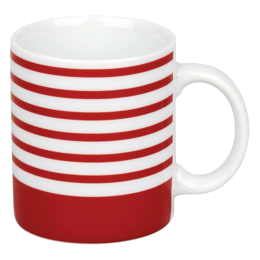 Könitz Marinière Rouge Becher, Kaffeebecher, Kaffeetasse, Kaffee Tasse, Teetasse, Porzellan, Weiß / Rot, 330 ml, 11 1 002 2262