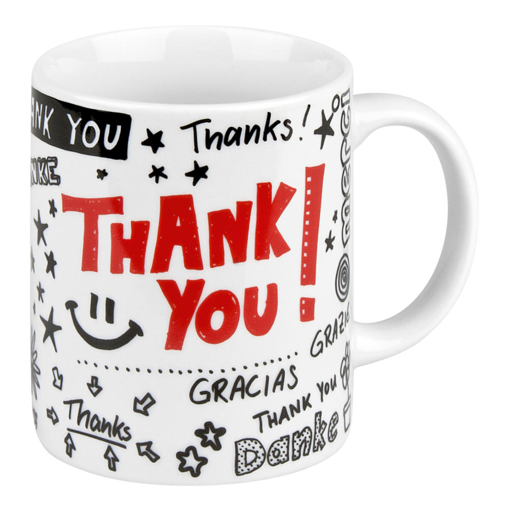 Könitz Becher Danke, Kaffeebecher, Tasse, Kaffeetasse, Porzellan, 300 ml, 11 1 002 1619