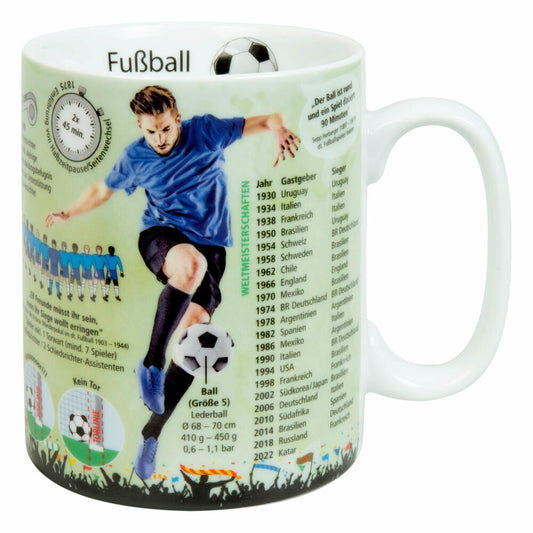 Könitz Wissensbecher Fußball, Becher, Tasse, Kaffeebecher, Porzellan, Bunt, 490 ml, 11 1 330 2729