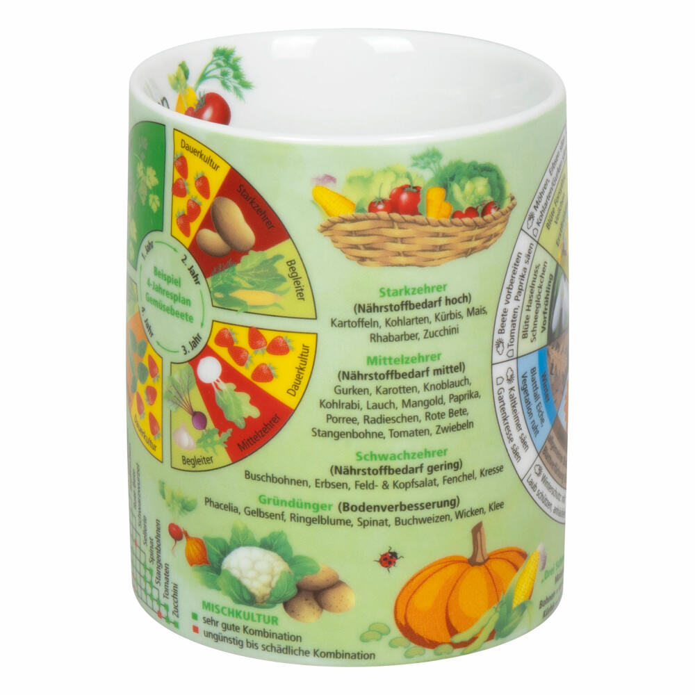 Könitz Mug Knowledge Mug Vegetable Garden with Seed Bag in Gift Box, Cup, Porcelain, Colorful, 460 ml, 11 5 000 2795