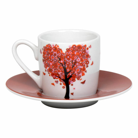 Könitz Espressotasse Love Grows mit Untertasse, Becher, Porzellan, Rot, 85 ml, 11 5 053 2739