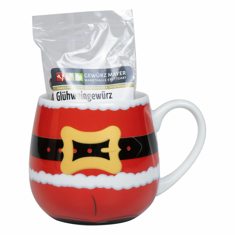 Könitz Mug Gift Set Santa Claus with Mulled Wine Spice, Cup, Porcelain, Red, 400 ml, 11 5 000 2416