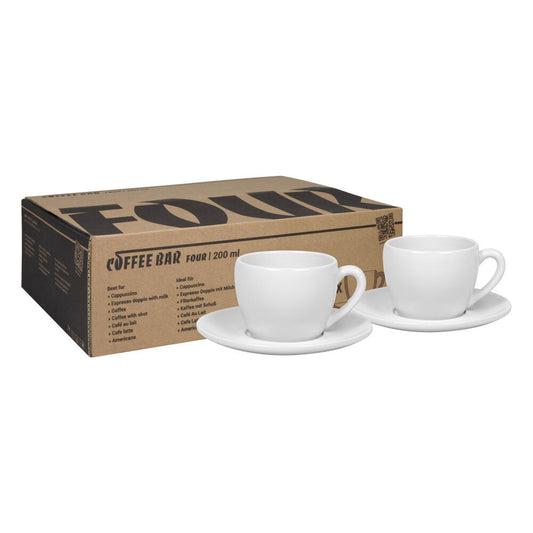 Könitz Capuccinotassen 2er Set Coffee Bar FOUR, Tasse, Porzellan, Weiß, 200 ml, 1758000004
