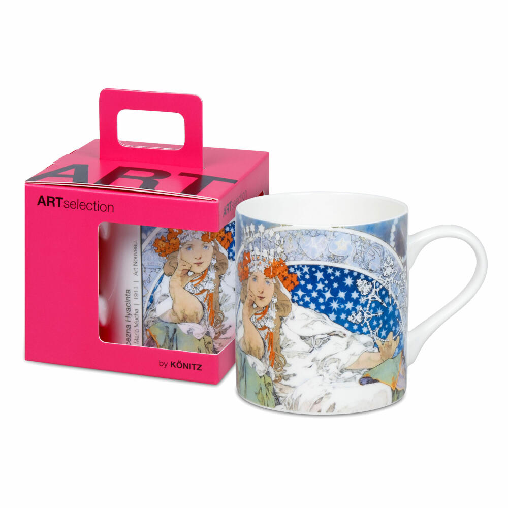 Könitz Becher Princezna Hyacinta - Alfons Mucha, in Geschenkbox, Bone China, Blau, 400 ml, 11 5 004 2801