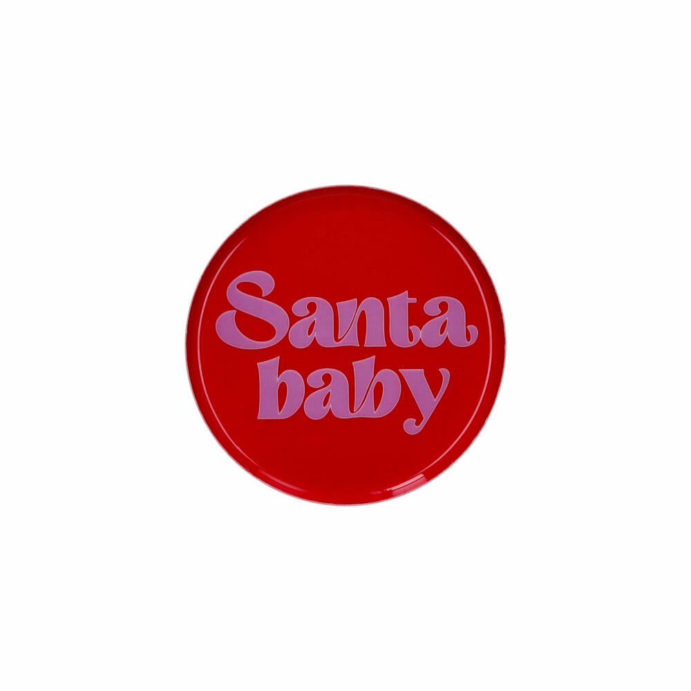 Gift Company Dekotablett Love Trays XS, Santa Baby, Tablett, Eisen, Rot, Ø 12.7 cm, 1214702003