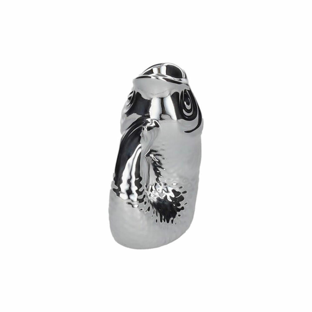 Gift Company Kerzenhalter Monsieur Carafon XS, Kerzenständer in Fisch-Form, Steingut, Silber, H 12.7 cm, 1055302022