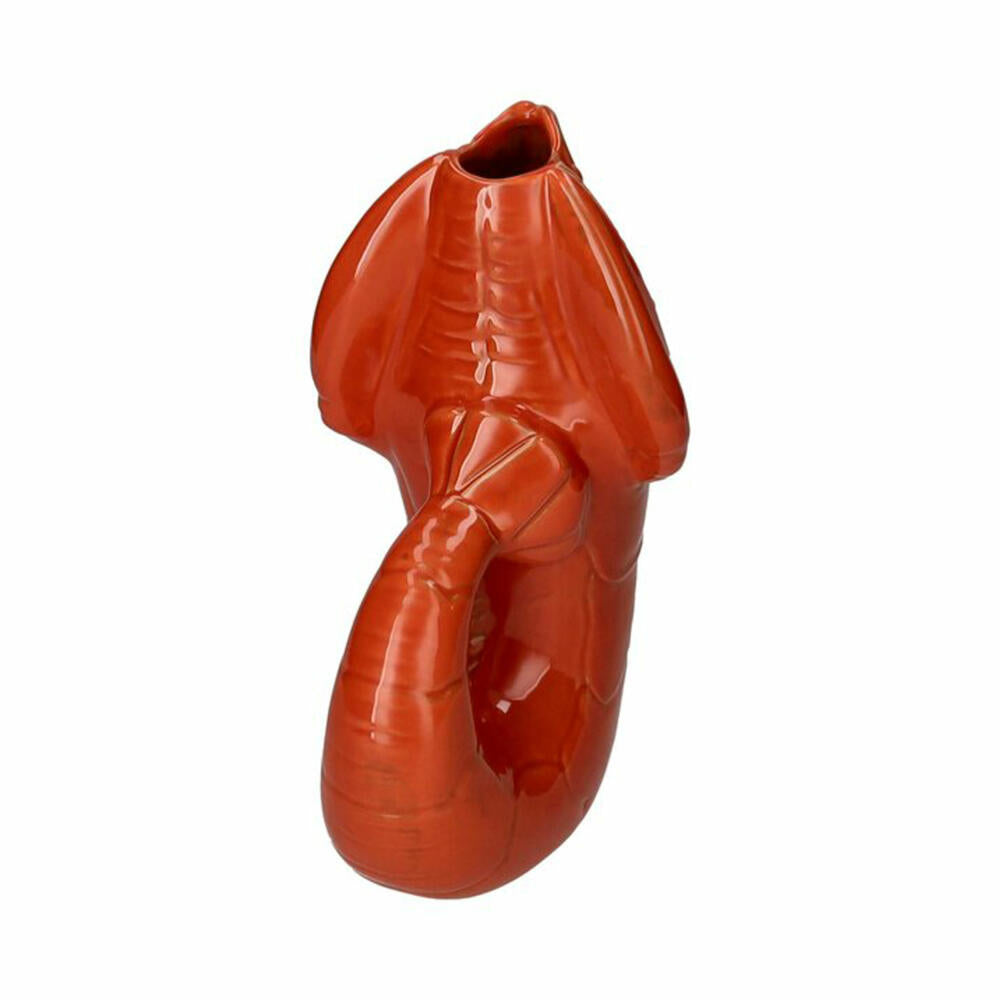 Gift Company Vase Madame Crevette L, Dekovase in Hummer-Form, Steingut, Orangerot, H 32 cm, 1214505003