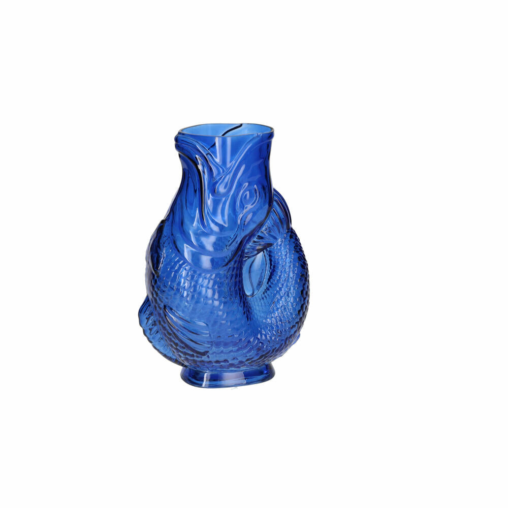 Gift Company Vase Jacquard S, Dekovase in Fisch-Form, Glas, Blau, H 24 cm, 1217103009