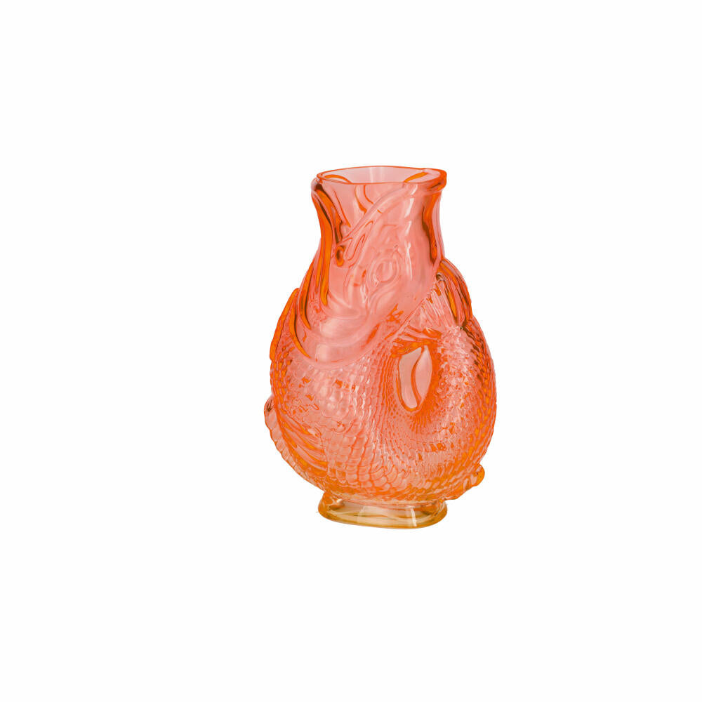 Gift Company Vase Jacquard S, Dekovase in Fisch-Form, Glas, Orange, H 24 cm, 1217103011