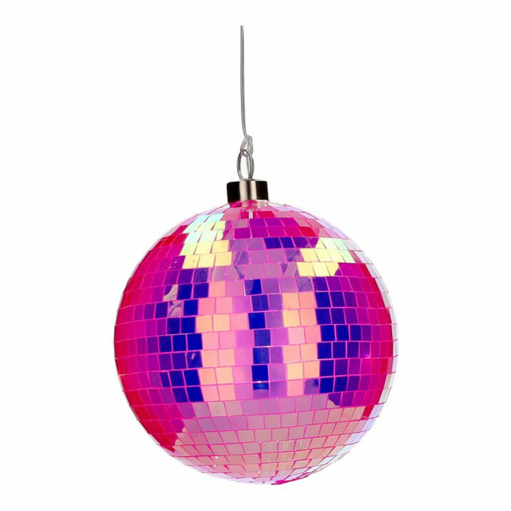 Gift Company LED-Kugel Disco, Discokugel, Weihnachtskugel, Dekokugel, Glas / Polyester, Neon Pink, Ø 15 cm, 1217905082