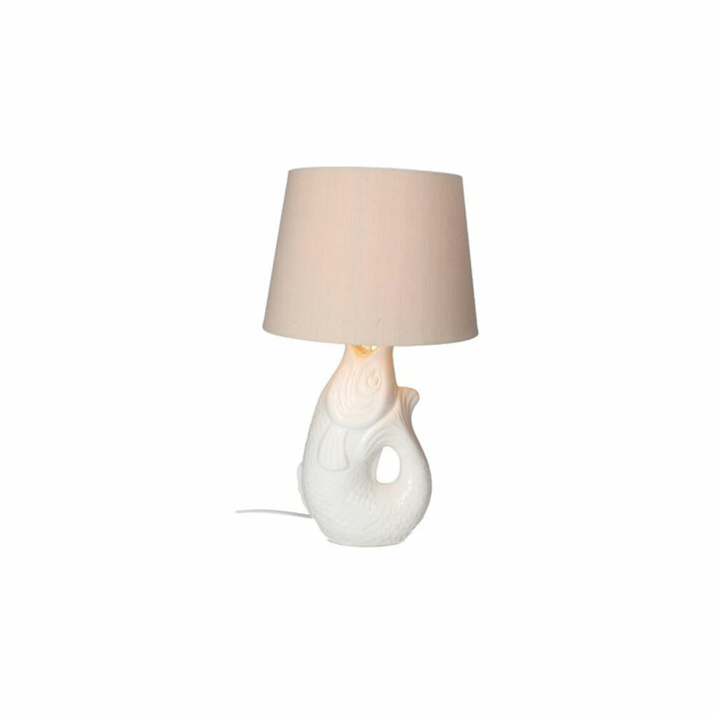 Gift Company Lampe Monsieur Carafon S, Dekoleuchte in Fisch-Form, Steingut, Weiß, H 44 cm, 1236903001