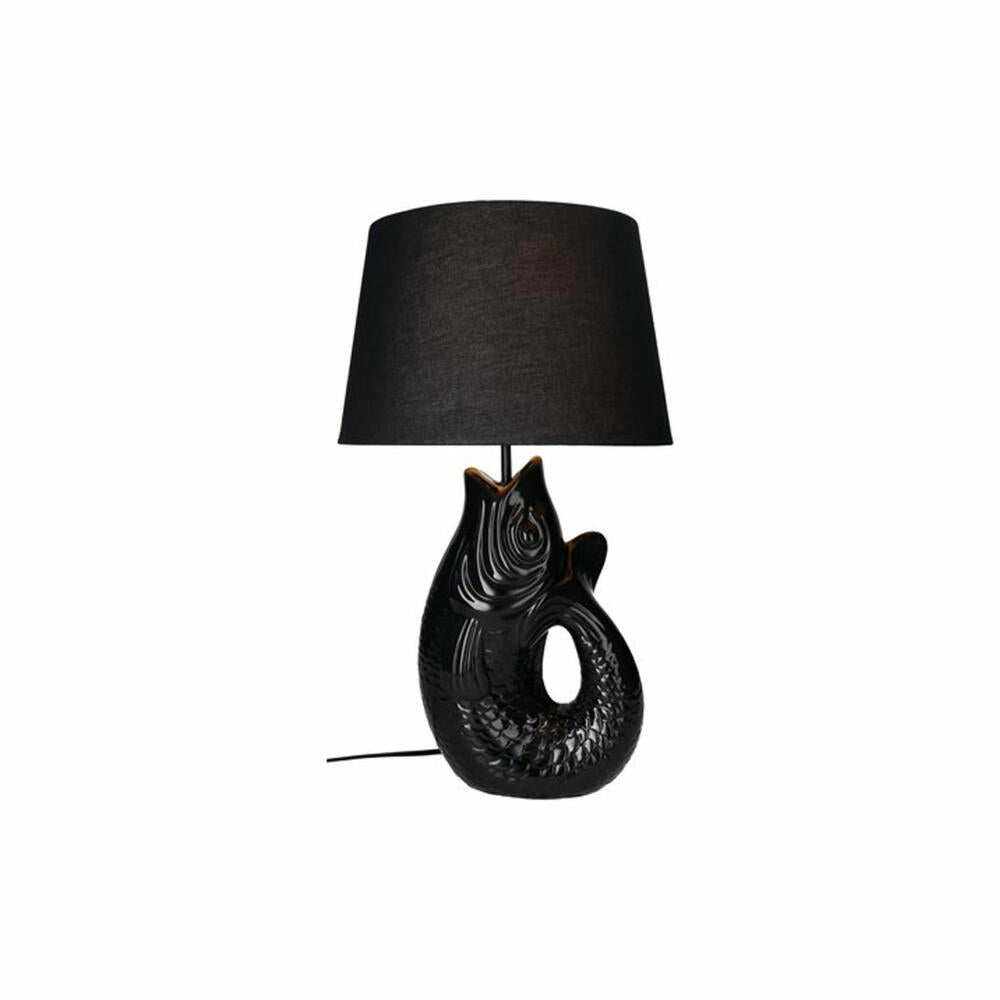 Gift Company Lampe Monsieur Carafon L, Dekoleuchte in Fisch-Form, Steingut, Schwarz, H 52 cm, 1236905002