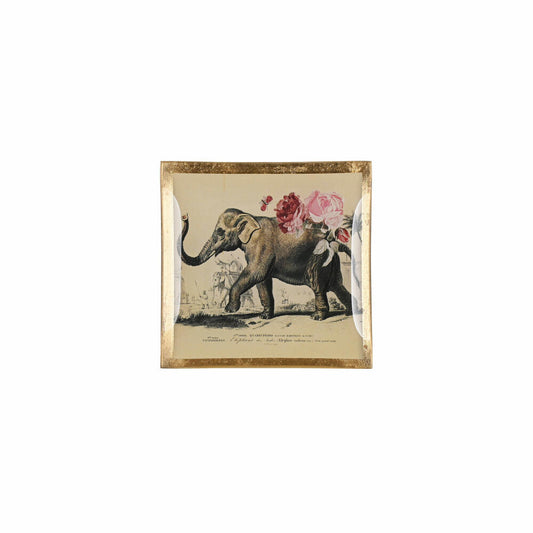 Gift Company Glasteller Love Plates Elefant S, Dekoteller, Schale, Glas, Weiß, Gold, 10 x 10 cm, 1043403020