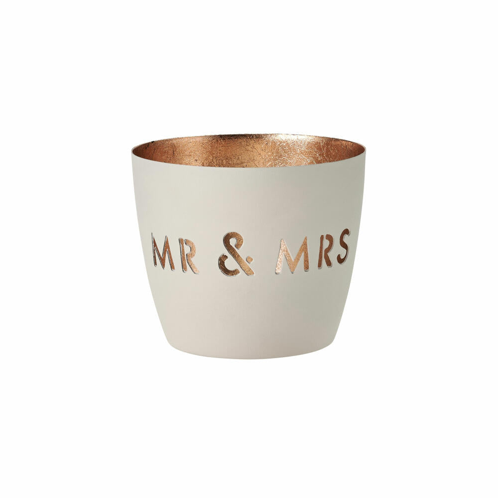 Gift Company Windlicht Madras Mr & Mrs M, Teelichthalter, Kerzenhalter, Eisen, Weiß, Gold, 8.5 cm, 1063204001