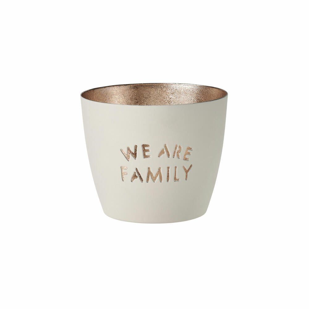 Gift Company Windlicht Madras We are family M, Teelichthalter, Kerzenhalter, Eisen, Weiß, Gold, 8.5 cm, 1063304001