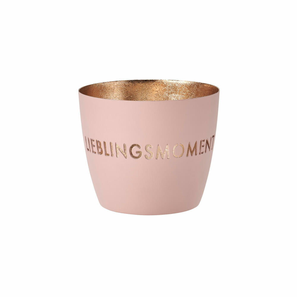 Gift Company Lantern Madras Favorite Moment M, Tealight Holder, Candle Holder, Iron, Blush, Gold, 8.5 cm, 1064104062